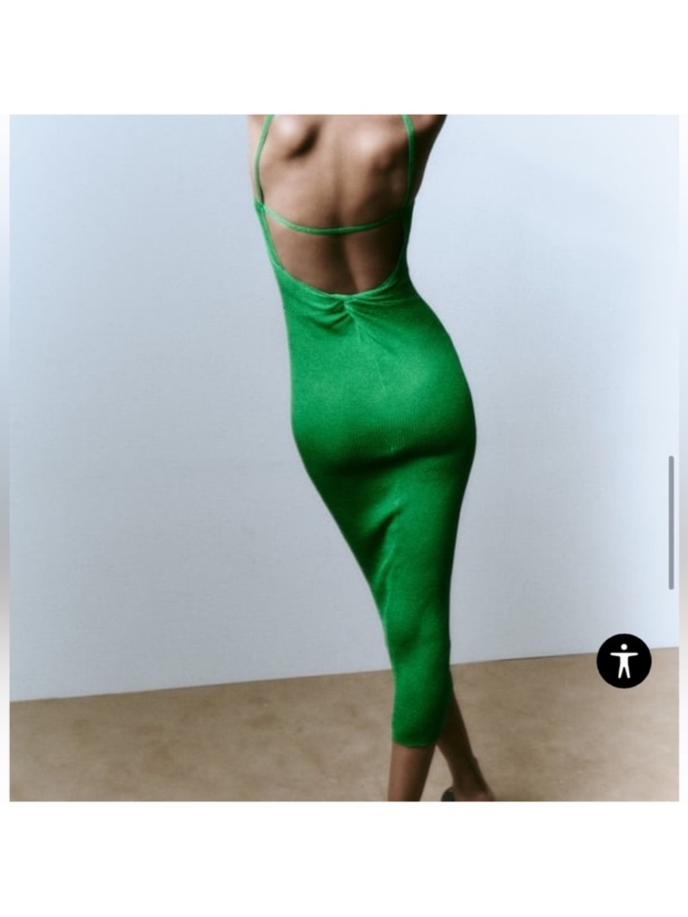 Zara Emerald Green Backless shimmer Dress - Picture 3 of 7